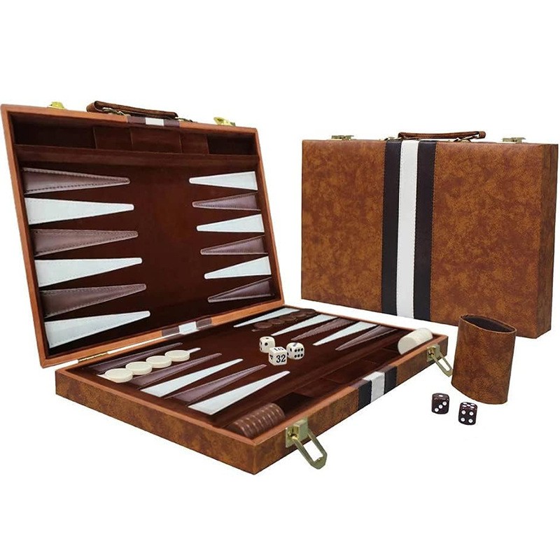 Board Game Harvest - New classic backgammon set with leather