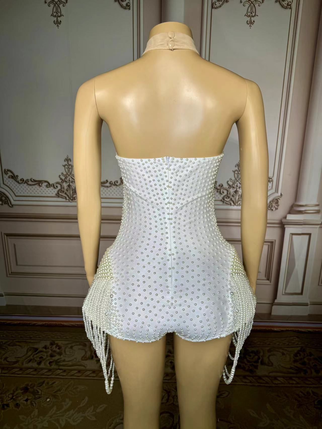 Board Game Yogi - Luxury Pearls Beading Sexy Halter Backless