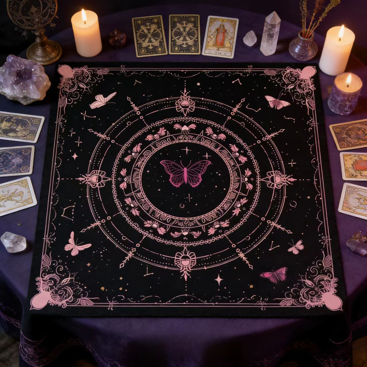 Board Game List - Dreamy Pink Star Moon Butterfly Tablecloth,