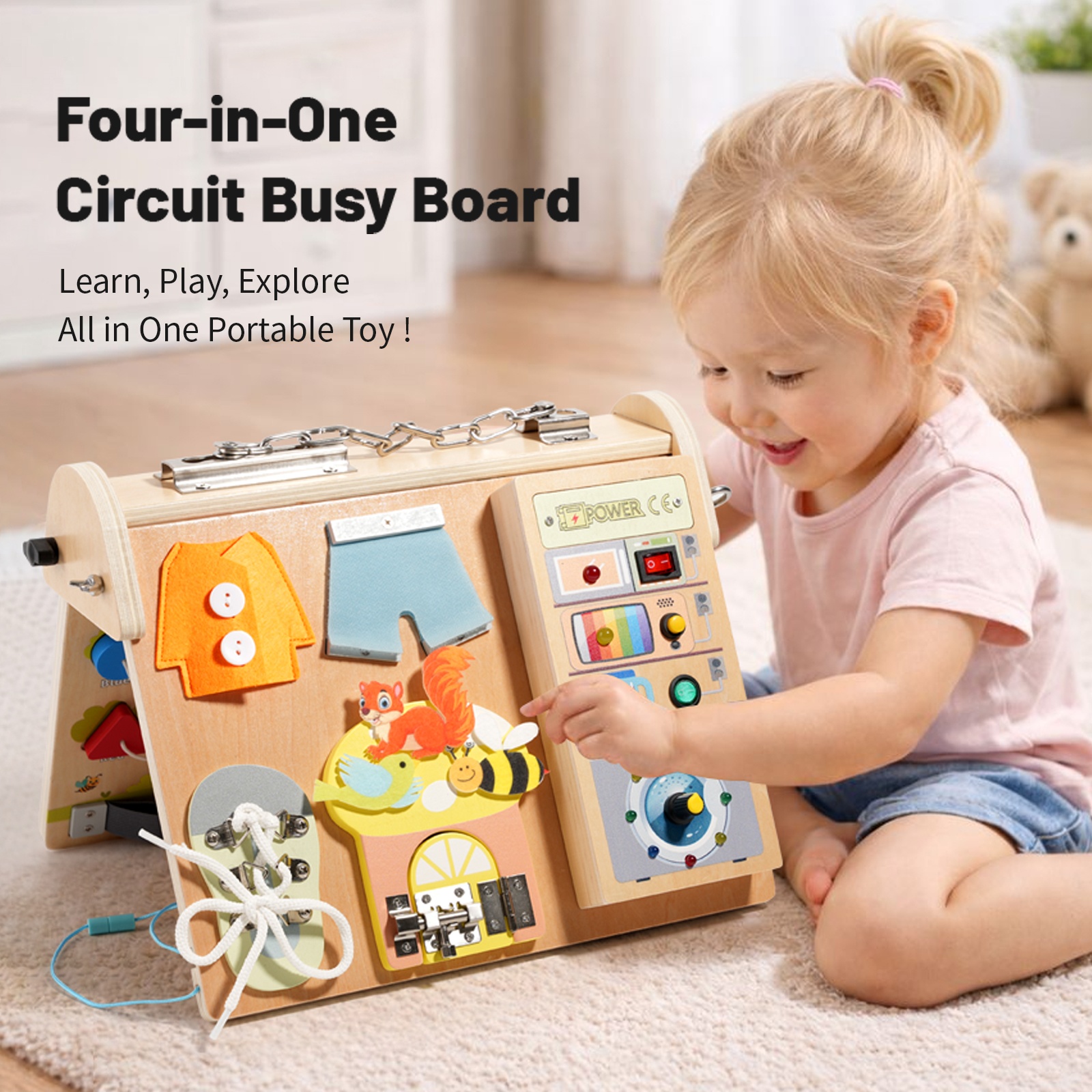 Wooden 4-in-1 Busy Board with  - Board Game For Kids ulasan dan harga