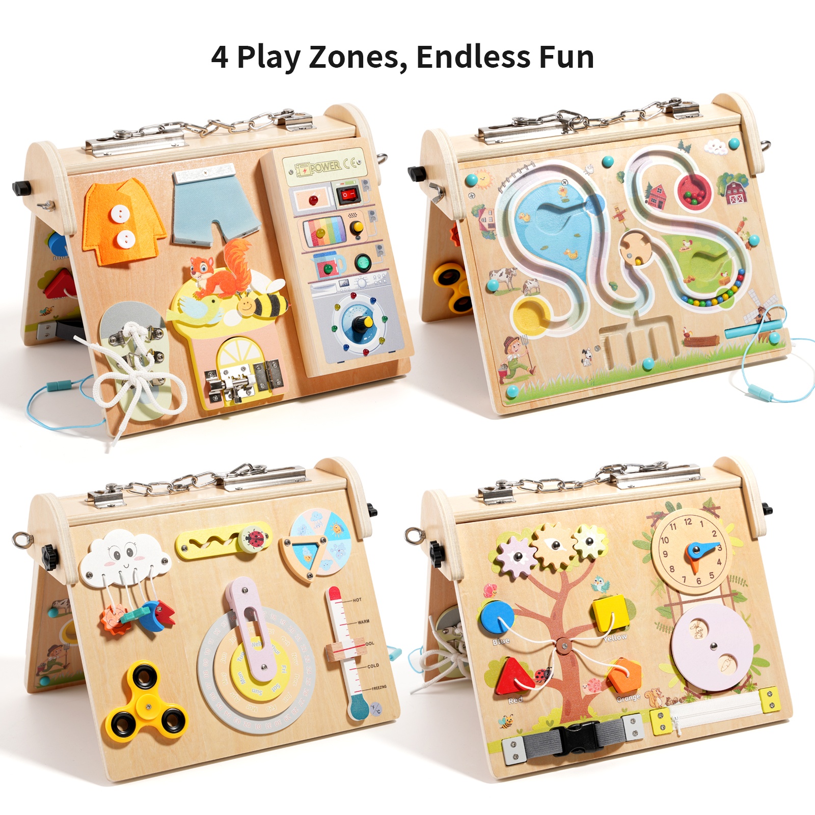 Wooden 4-in-1 Busy Board with  - Board Game For Kids ulasan dan harga